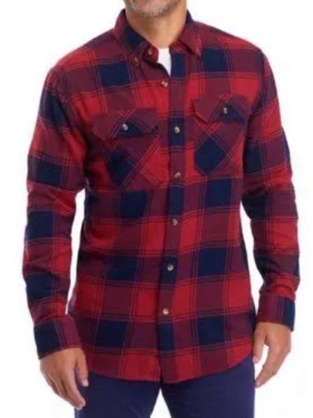 Ocean + Coast Long Sleeve Flannel Woven Shirt Red Medium NWT